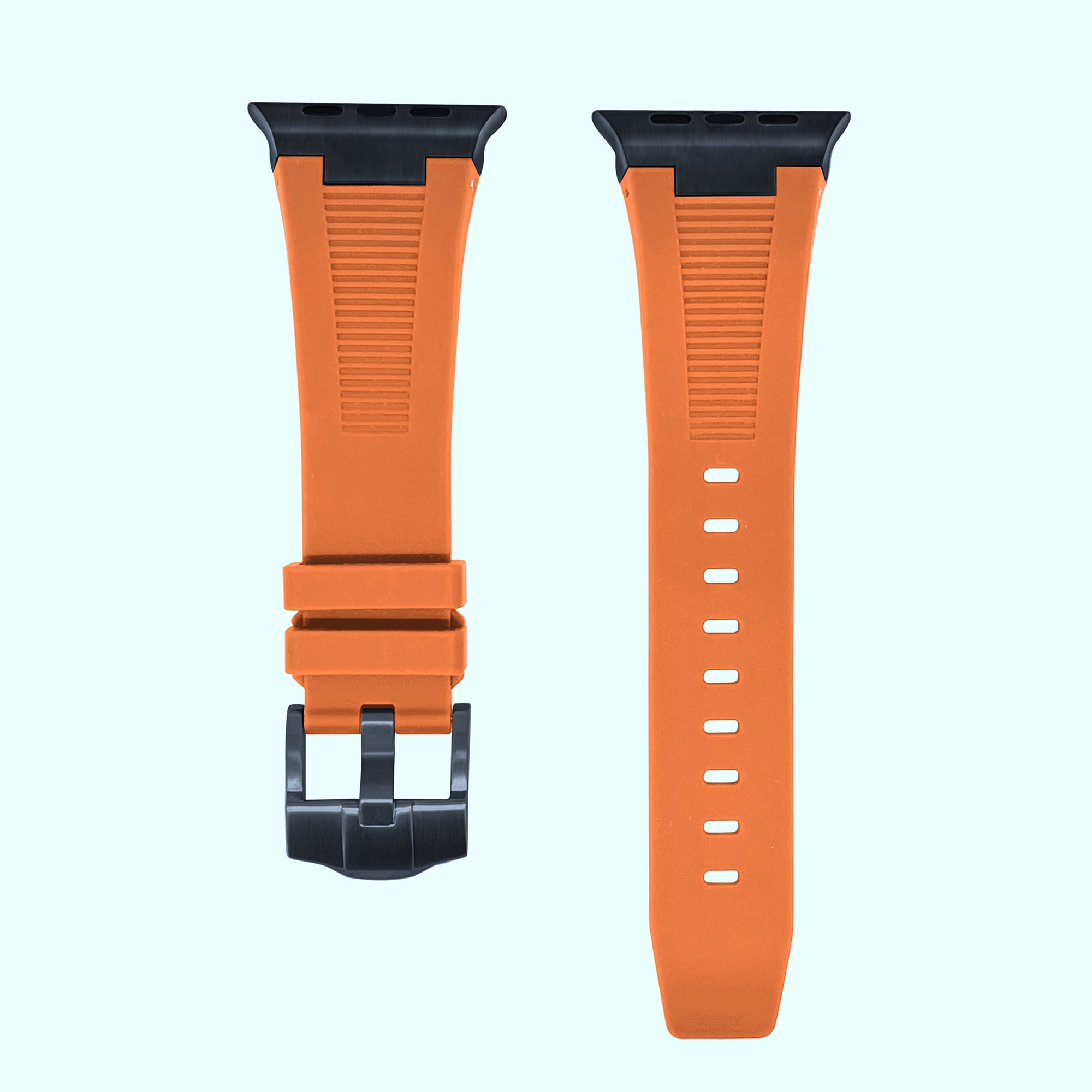 For Apple Watch Ultra 2 Ultra 49mm / Series 9 8 7 45mm / 6 5 4 SE (2022) SE (2023) SE 44mm / 3 2 1 42mm Watch Bracelet - Black+Orange For Apple Watch Ultra 2 Ultra 49mm / Series 9 8 7 45mm / 6 5 4 SE (2022) SE (2023) SE 44mm / 3 2 1 42mm Watch Bracelet - Black+Orange